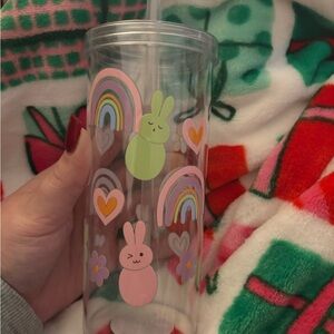 Cute Bunny and Rainbow Tumbler